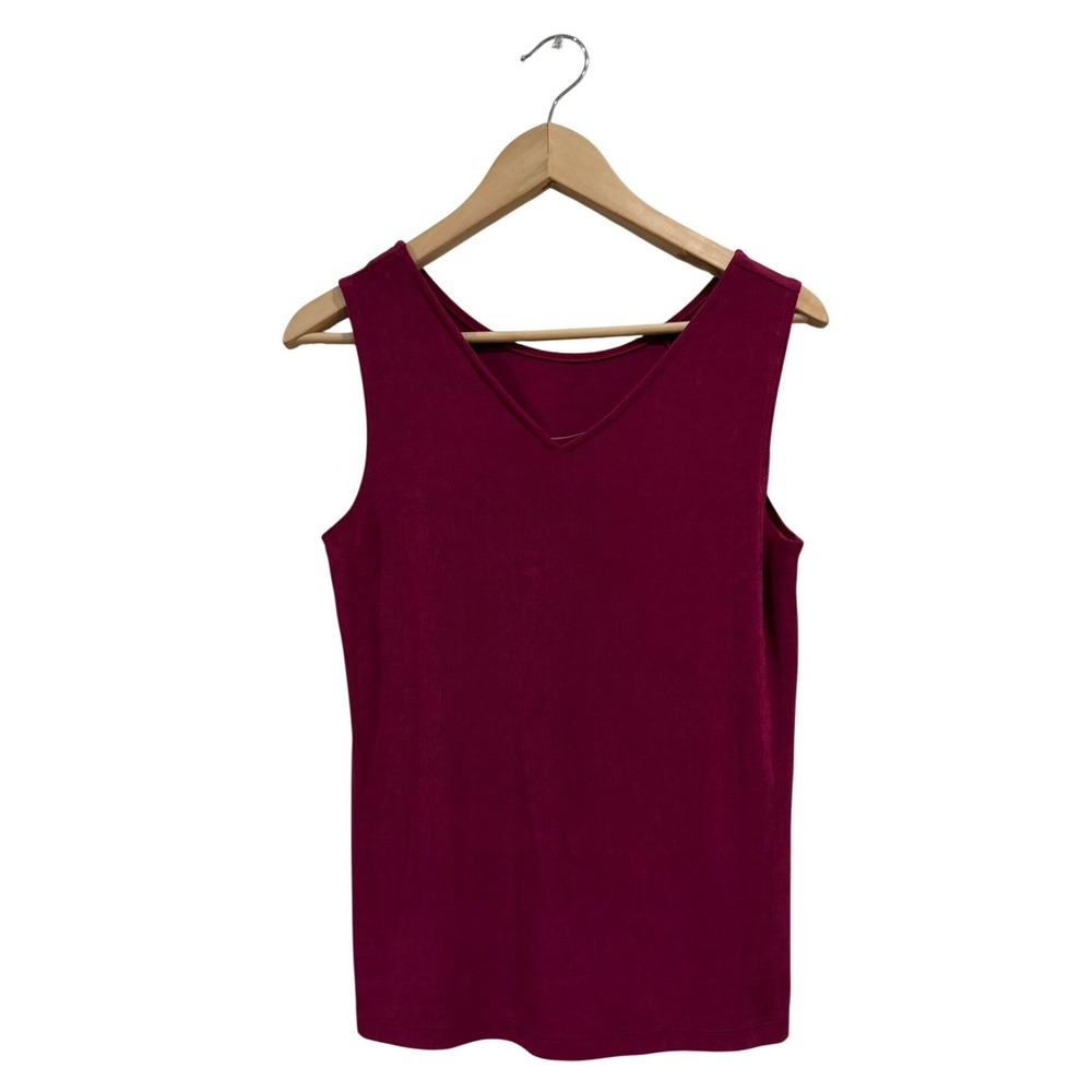 Chicos Travelers Reversible Tank Top Red Berry Compote V-Neck Scoop Size 1 M